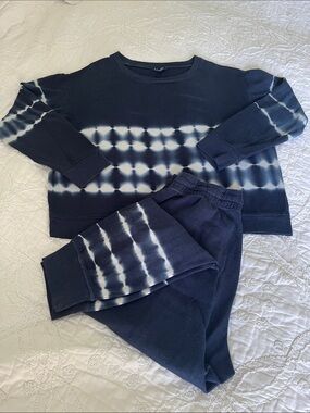 Splendid Tie-Dye Navy & White Sweatshirt and Jogger Set Size Small/XS ⚓️